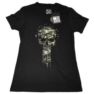 Howitzer Black‎ Camo Skull Flag Tshirt Women L NWT Freedom 2A USA WethePeople